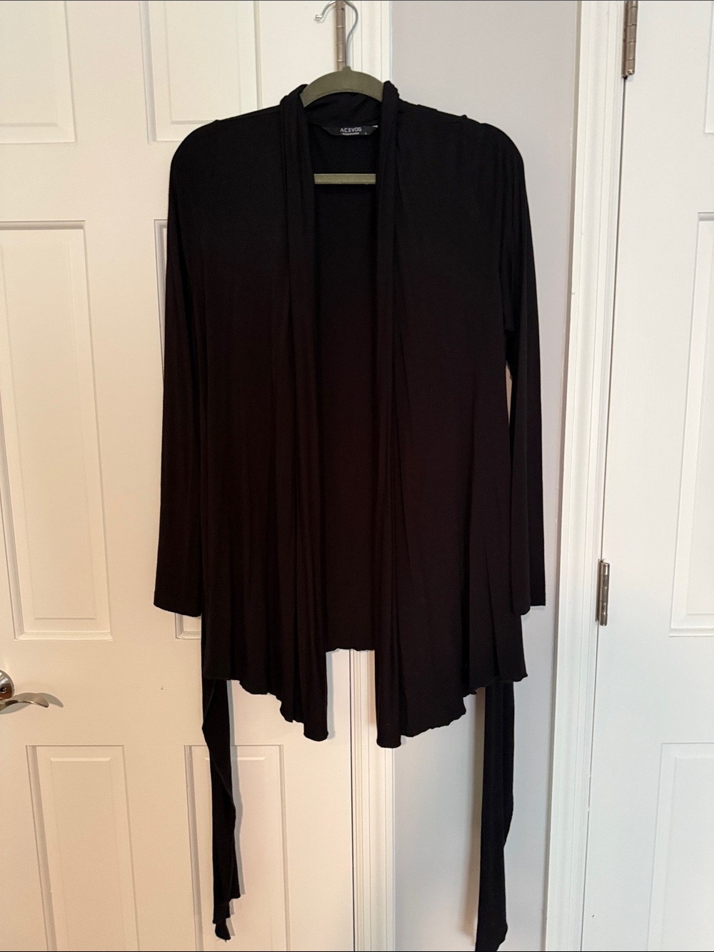 Acevog Black Draped Open-Front Cardigan